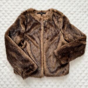 Guess Brown Faux Fur Teddy Jacket Size S